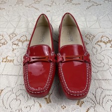 Women s Geox Patent Leather Red Loafer Flats ...
