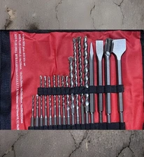 17pcs SDS Plus Rotary Hammer Drill Bits Chisel Groove Set Carbide-Tipped Masonry