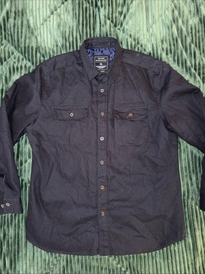 Line of Trade ~ The Peak CPO Jacket Navy Blue Cotton Blend Button Front Lined XL