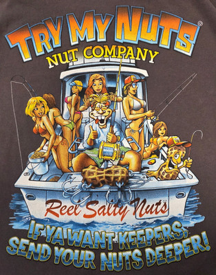 TRY MY NUTS NUT COMPANY T SHIRT MENS M GRAY OUTER BANKS NORTH CAROLINIA NAUGHTY