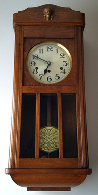 Antique German Quarter Hour Westminster Chime Box Wall Clock 8-Day
