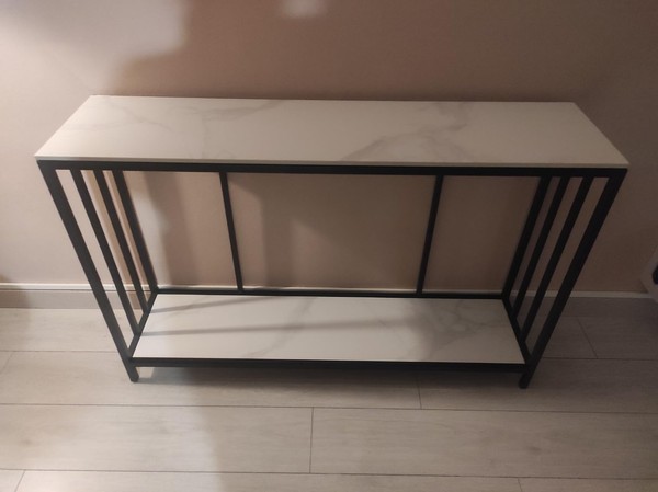 120Cm Langer Konsolentisch Rechteckiger Sofatisch Hinter Der Couch Marmor Tisch-image