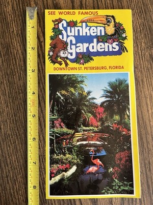 Sunken Gardens St. Petersburg Florida Attractions Travel Trifold Brochure 1980s