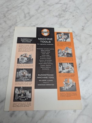 SUNDSTRAND MACHINE TOOLS NUMERICALLY CONTROLLED MACHINES SALES BROCHURE