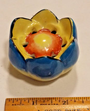 Vintage Porcelain Flower Frog Lotus Flower Figurine Luster Ware Japan MCM