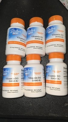 6 - Doctor's Best Vitamin D3 5000IU, Non-GMO, Gluten Free 180 Softgels Exp 2027