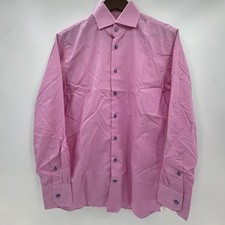 Emanuel Berg Superfine Shirting Shirt Mens Pink Gingham Oxford Formal Modern Fit