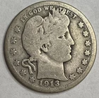 1913 D - Barber Silver Quarter 25c - VG Exact Coin Imaged #BAR156