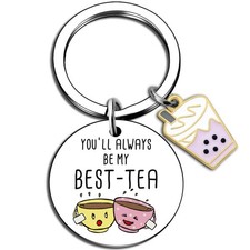 WXCATIM Best Friend Keychain Funny Friendship Gift Small Silver