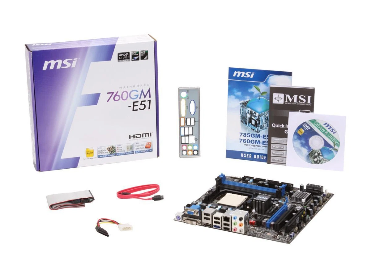 MSI 760GM-E51 MS-7596 Socket AM3 AMD 760G HDMI MATX Motherboard | EBay