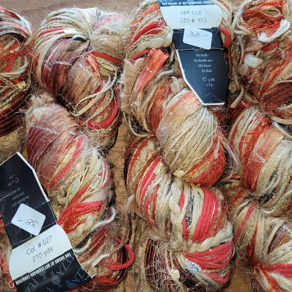 Lote de 5 hilo atado a mano Feza Premier contenido mixto Col #027 1050 yardas rojo bronceado Foto 2 de 4