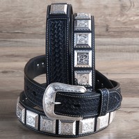 38 3d Black Mens Western Leather Basketweave Silver Concho Cowboy Fashion Belt on sale 38 3d Black Mens Western Leather Basketweave Silver Concho Cowboy Fashion Belt on sale