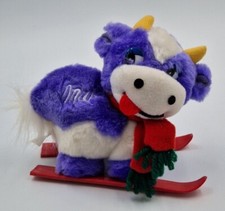 Milka Kuh fährt Ski Plüschkuh Plüschtier Schal Schlüsselanhänger Glöckchen 