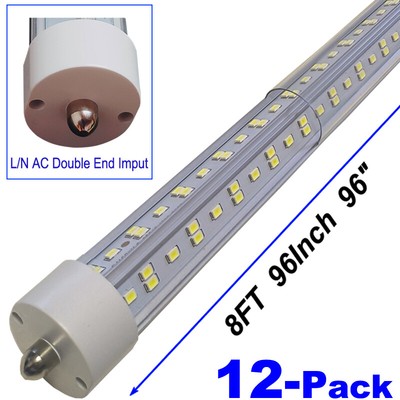 12 PC T8 8FT Led Tube Light Bulbs FA8 Single Pin 144W 8Foot Led Shop Light 6500K