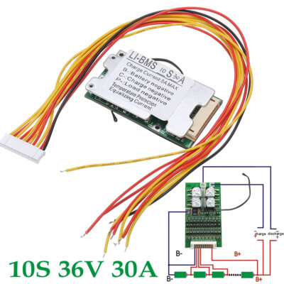 10S 36V 30A Li-Ion Akku Batterie Schutz BMS PCB Board mit Gleichgewicht-Funktion