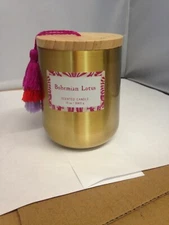 13oz Global Lidded Metal/Wood Tassel Bohemian Lotus Candle - Opalhouse