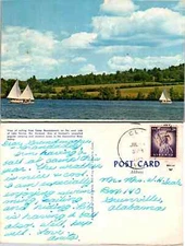 Vintage Postcard - Sailing, Camp Beenadeewin, west side Lake Fairles, Ely, VT
