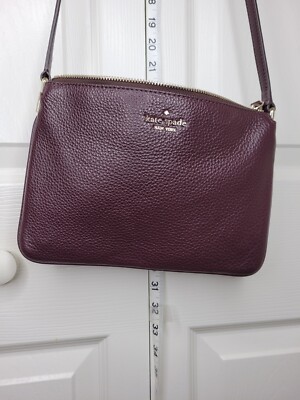 Kate Spade Pebbled Leather Chocolate Cherry Crossbody preowned Purse