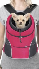 YUDODO Pet Dog Backpack Carrier w/Storage Pockets Dog Front Pack/Pink Large Dog 
