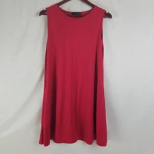 CDJLFH Shirt Womens XXL Red Top Solid Sleeveless Pockets Round Neck Blouse