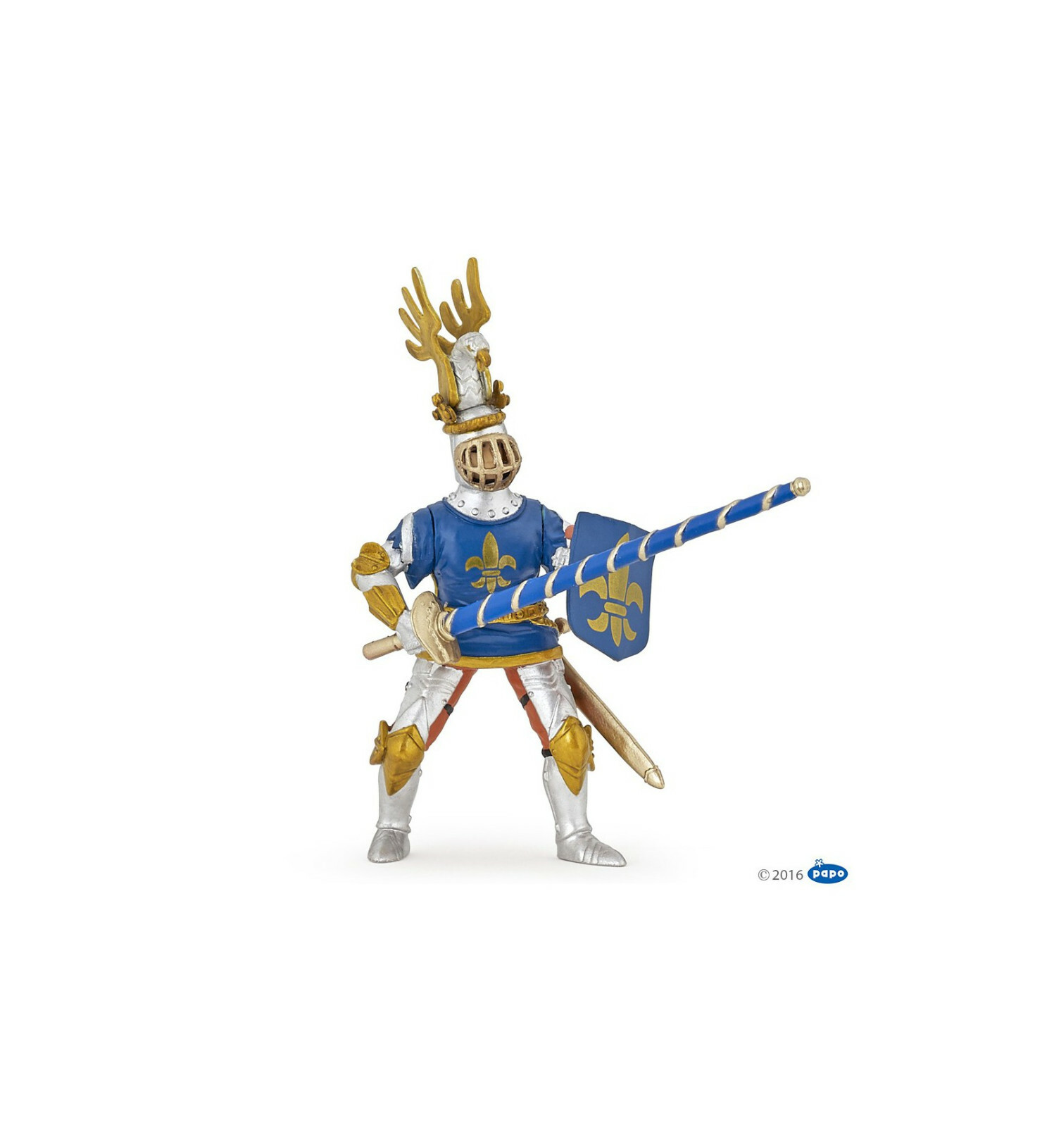 PAPO 39788 Blue knight fleur de lys Knights toy figurine Medieval figure History
