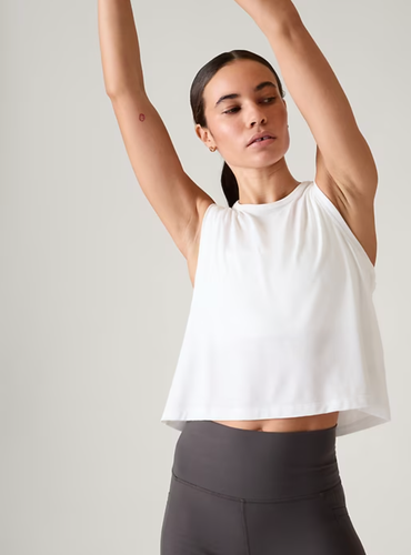 Athleta With Ease Muscle Tank | EUC, Medium, Bright White, Cropped
