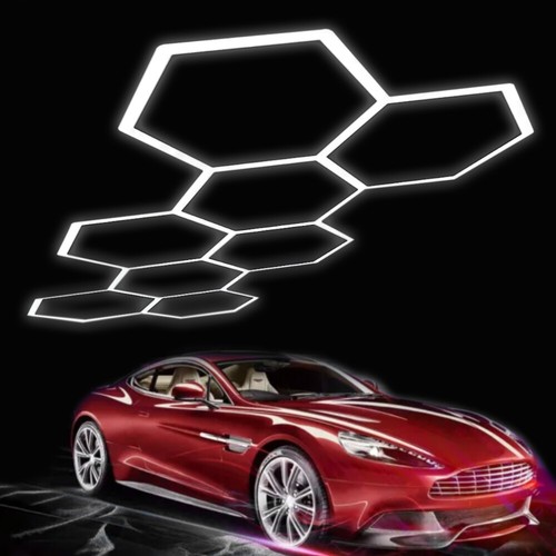 Hexagon LED Lighting Car Detail Retail Garage Workshop Mancave 6500K White Light - Picture 3 of 9