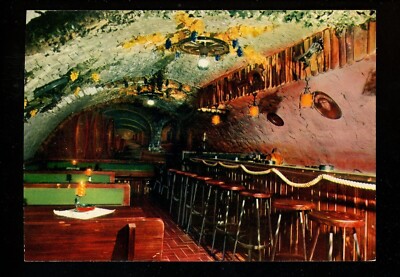 Restaurant postcard Germany Linz Rhein Bachuskeller interior chrome