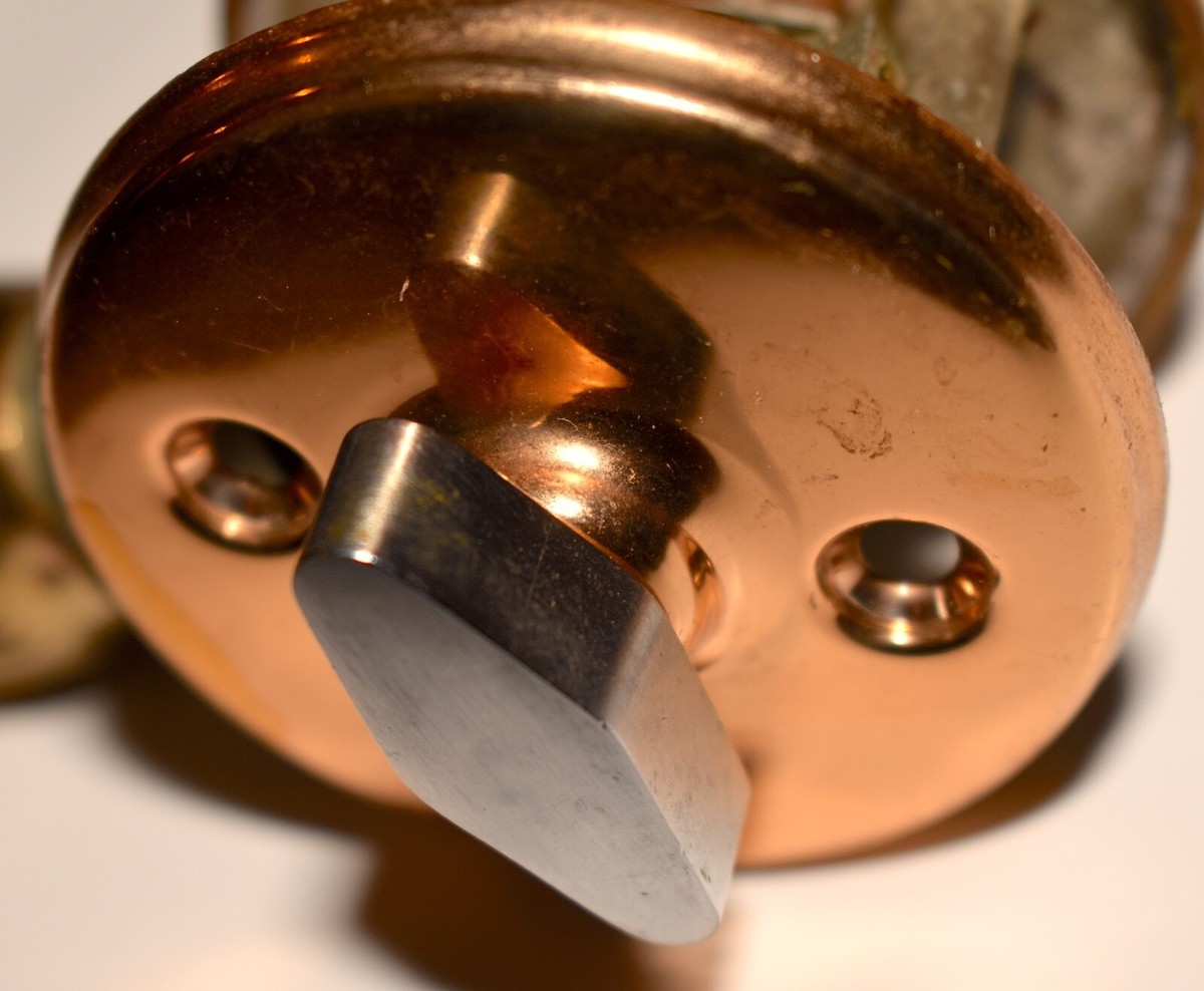 Vtg WEISER Thumb Turn Lock DOORKNOB COPPER CHROME Tulip Beverly