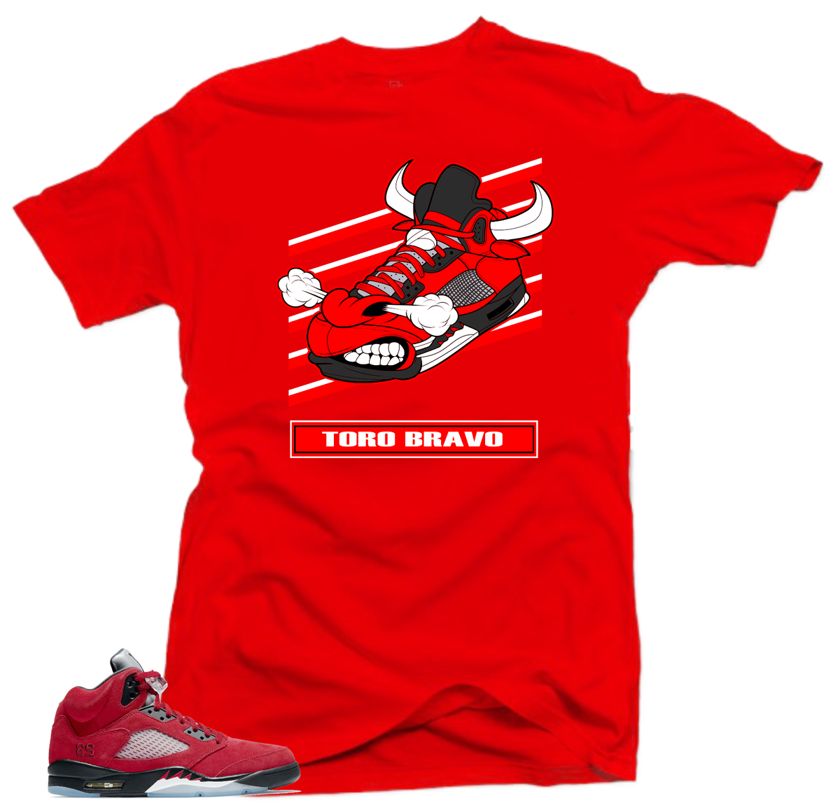 Shirt to Match Jordan Retro Raging Bull Sneaker Shirts -Toro Bravo Red  Tees