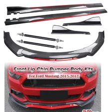 Front Bumper Lip Spoiler Splitter Side Skirt Carbon Fiber For Ford Mustang 2
