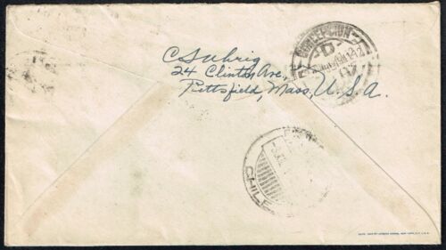 2878 CUBIERTA DE EE. UU. A CHILE 1941 PITTSFIELD, MA - PUERTO MONTT - Imagen 2 de 2