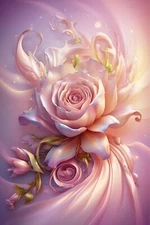 Pink Rose Floral Flower AI Art  Giclee Art Print Canvas Wrap or poster
