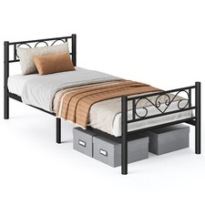 Bett, 90 x 200 cm, aus Metall, Bettgestell, Bettrahmen, einfache Montage