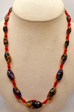 MURANO COLLANA MURRINA MILLEFIORI PERLE  VETRO  VINTAGE  MURANO AVVENTURINA