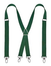 Mens 1 Inch Suspenders with 4 Swivel Hooks  Elastic Band 062-dark Green hook 