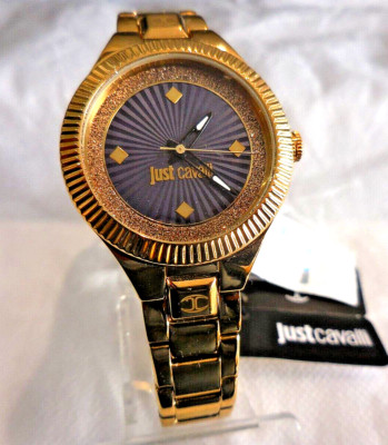 ELEGANTE UHR JUST CAVALI DEKO DUNKELLILA SONNE, NEU, SEHR GUTE FUNKTIONEN