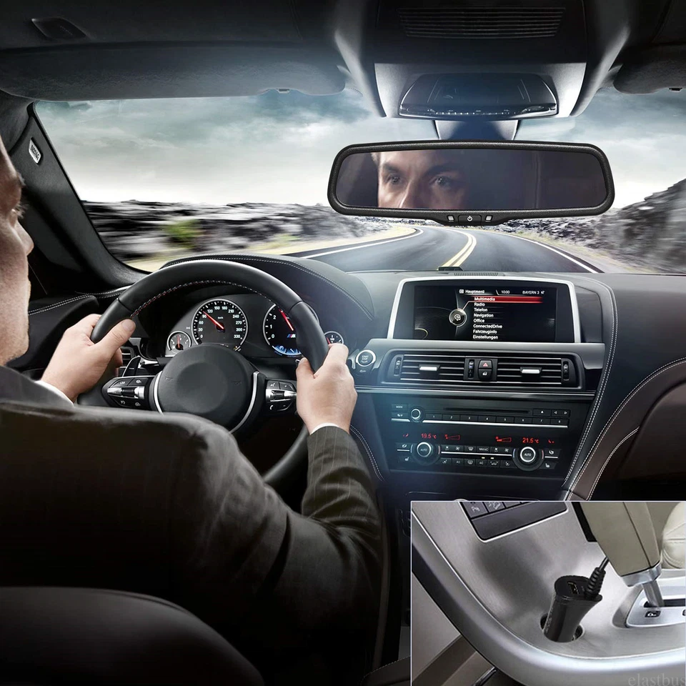 4.3" Car Rear View Mirror Monitor+3-In-1 Parking Radar Sensor Reverse Camera Kit - image 2 of 4