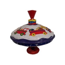 Vintage 1970s TIN SPINNING TOP TOY - Teddy Bears LBZ Metal