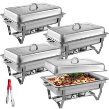 9L/8Q 4 Pack Chafer Chafing Dish Sets Pans Stainless Steel Catering Food Warmer