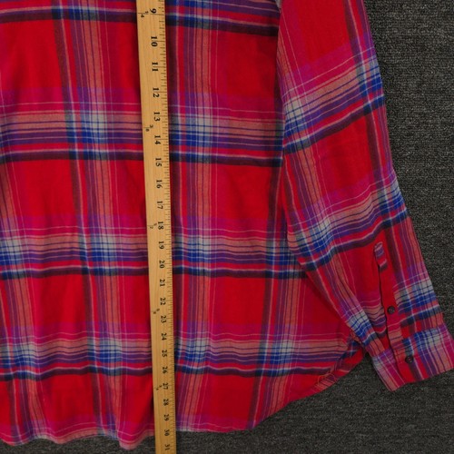 Orvis Flannel Shirt Womens XXL Red Laurie Plaid High Low Hem Stretch Button Up - Picture 10 of 10