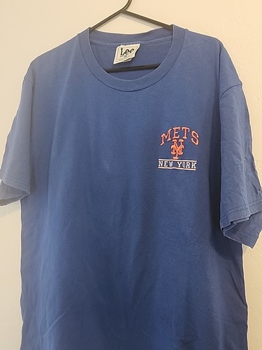 New York Mets Shirt Mens Large Blue Embored Logo Lee Sport - Picture 3 of 3