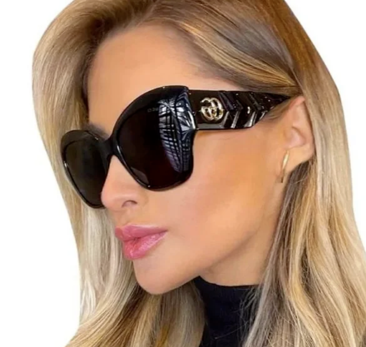 Gucci GG0808S 001 Butterfly Designer Oversized Women\'s Sunglasses Black Tinted Gucci® GG0808S Round Sunglasses - EuroOptica main image 2