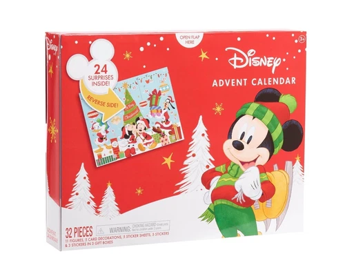 Disney Just Play Advent Christmas Calendar 32pc Figures & Stickers (New SEALED)