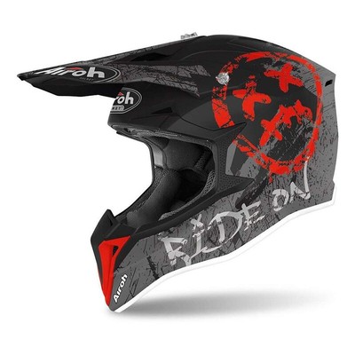 Casco cross Airoh WRAAP YOUTH XS Grigio,nero,rosso Smile