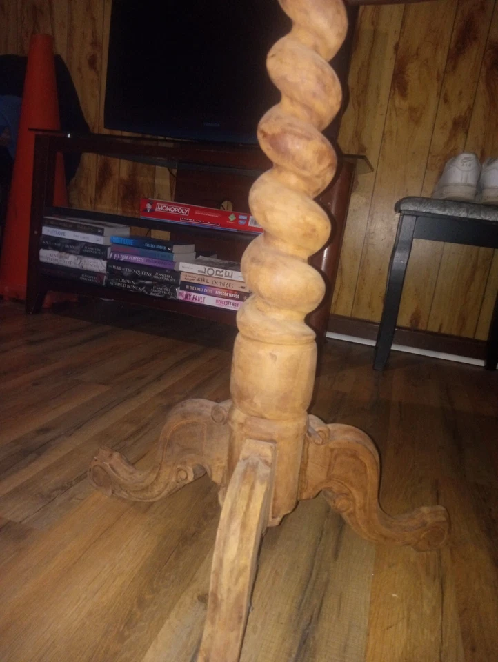 19th C Circular Inlaid Marquetry Side Table with Carved Rosewood - Image 4 of 4