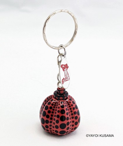 YAYOI KUSAMA Pumpkin Charm key ring SET of 2 Red Yellow Art Dots official FS - Picture 6 of 7