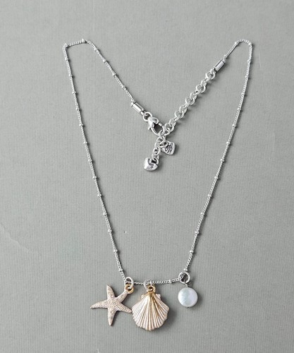 Brighton Sea Dreamer Starfish Shell Pearl Charm Silver Gold Two Tone Necklace 18