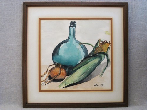 Mid-Century Still Life Watercolor Painting, Framed Original Wall Art - 第 1/3 張圖片
