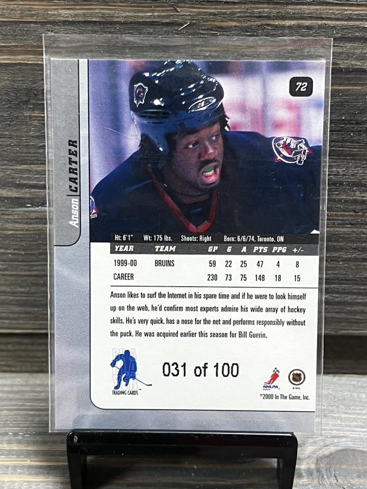 2000-01 In the Game Be A Player Signature Series - Sapphire #72 Anson Carter... - Image 2 of 2